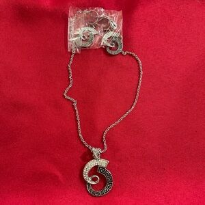 Silver Swirl Pendant Necklace and Earrings Set - Silver
